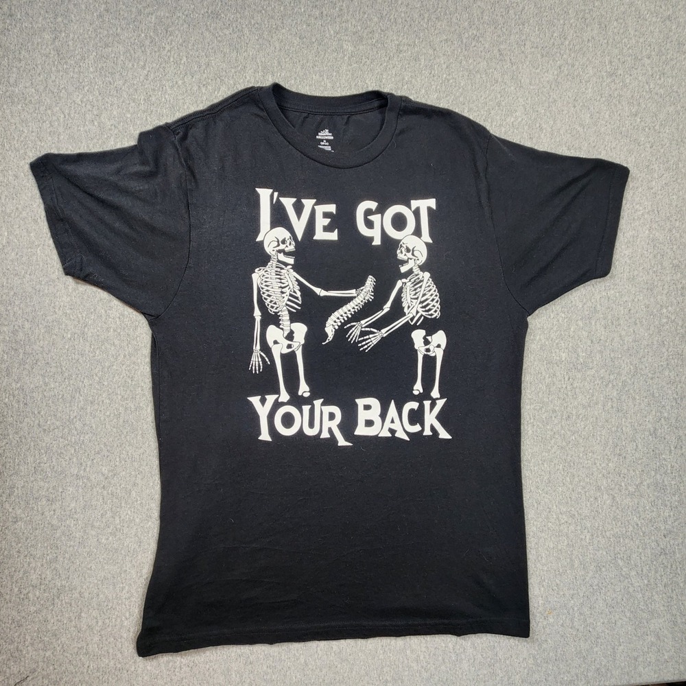 Way to Celebrate Halloween T-Shirt Mens M Black Good I've Got Your Back Skeleton